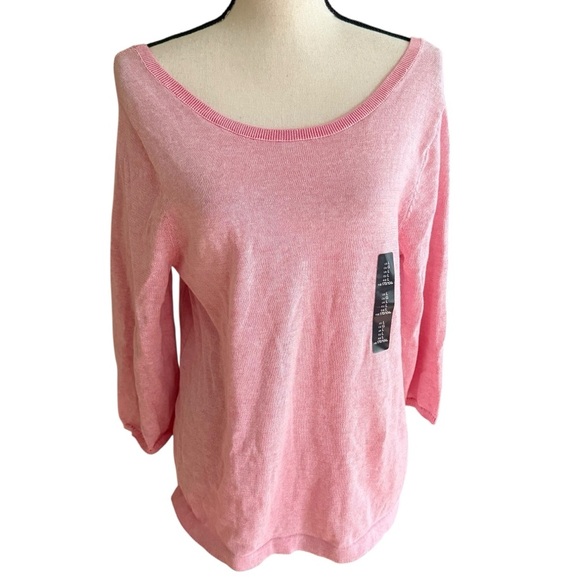 Gap Womens Pink Knit Sweater 3/4 length sleeve lightweight Size L Weekend - Picture 2 of 10